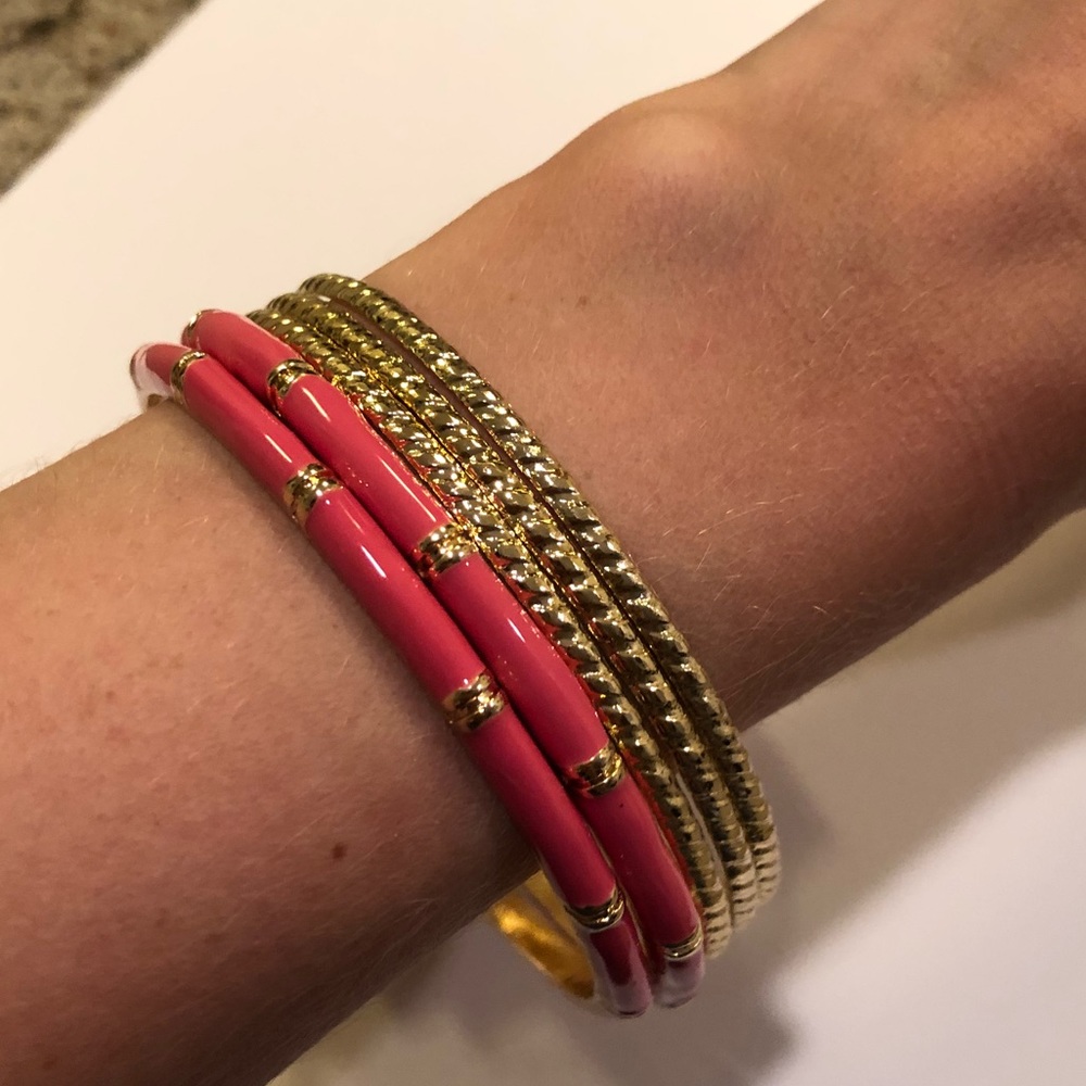 LC Lauren Conrad Twist Bangle Bracelet Set Pink - Picture 6 of 8